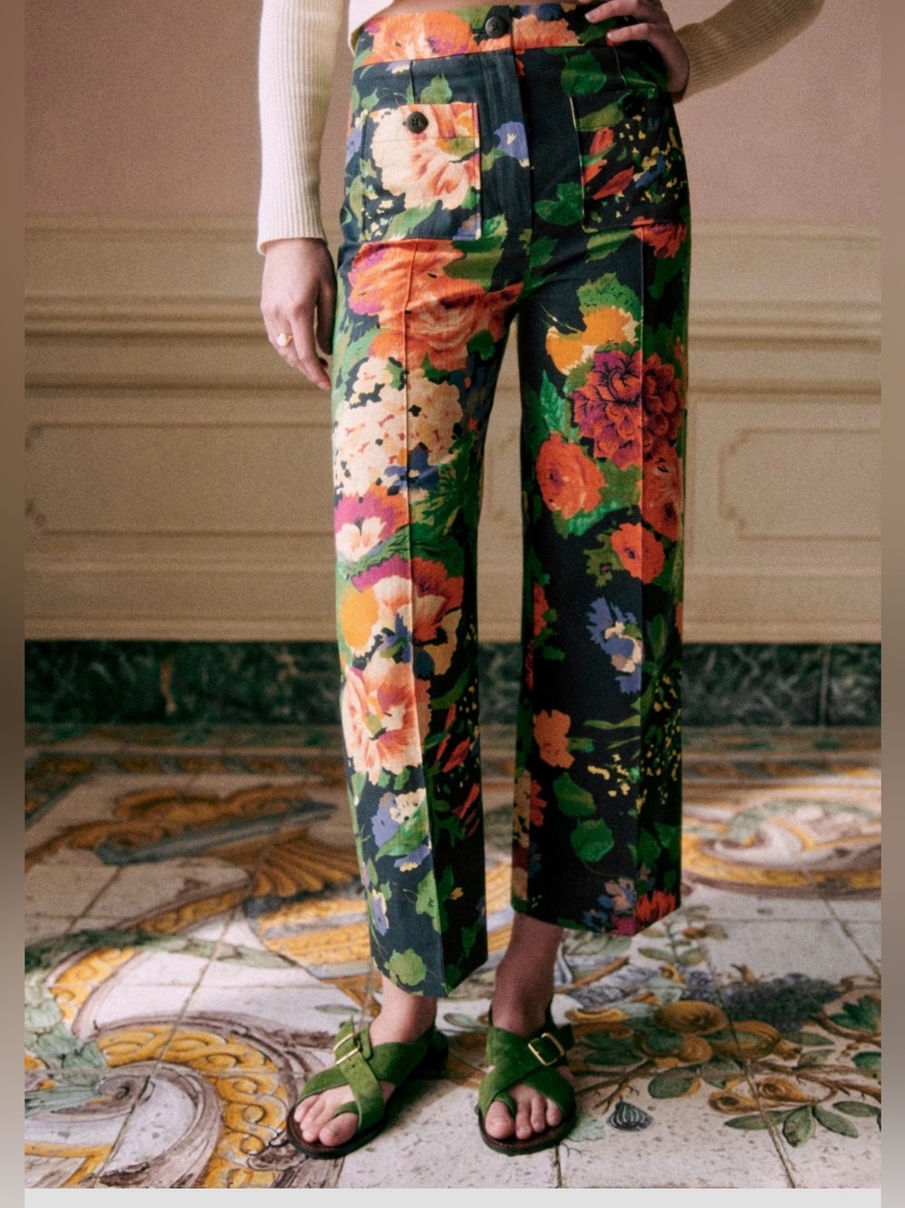 Sezane Emilio Pant in Trianon Print, size 6 (fr 38)